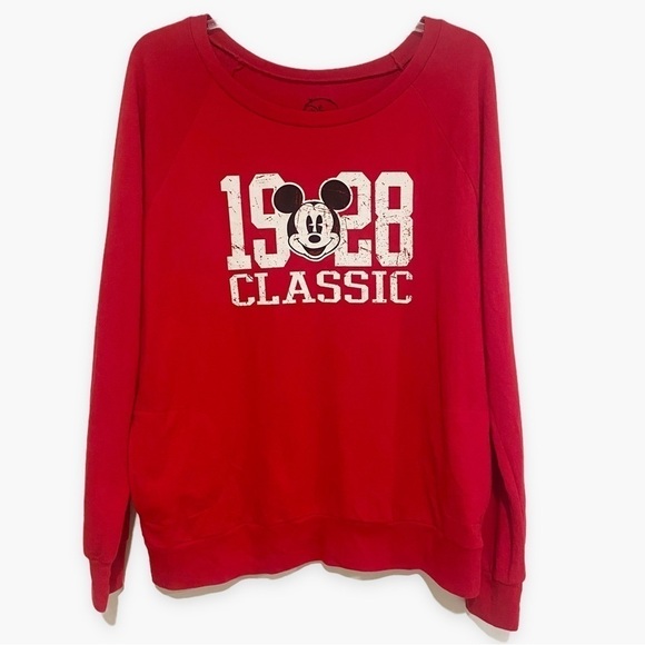 Disney | Mickey Mouse Lightweight Sweatshirt Long Sleeve Red Size XL - Picture 2 of 8